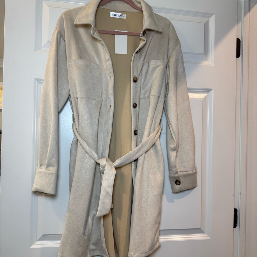 Chic Cream Trench Coat with Belt